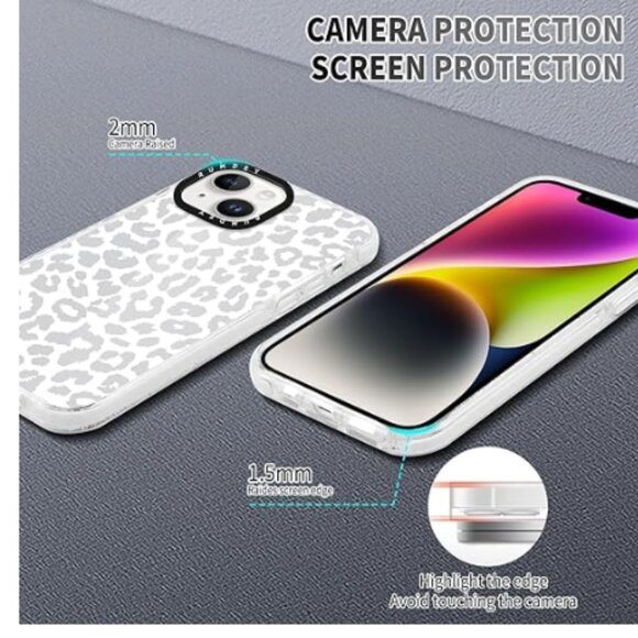 2 Pack Cheetah Cases for Apple iPhone 13 / iPhone 14 Case 6.1 inch, Clear with C